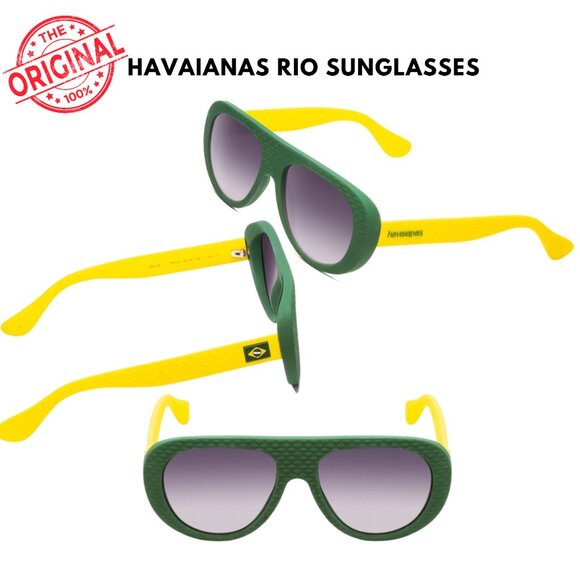 Havaianas RIO/M Retro Sunglasses in Matte Green Yellow 54 mm New - Picture 3 of 7